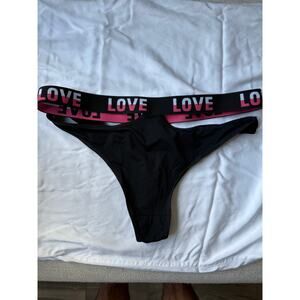 NWT SHEIN Black LOVE Waistband Thong Panty – Size XL